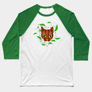 Tiger Kitty in leaves Baseball T-Shirt